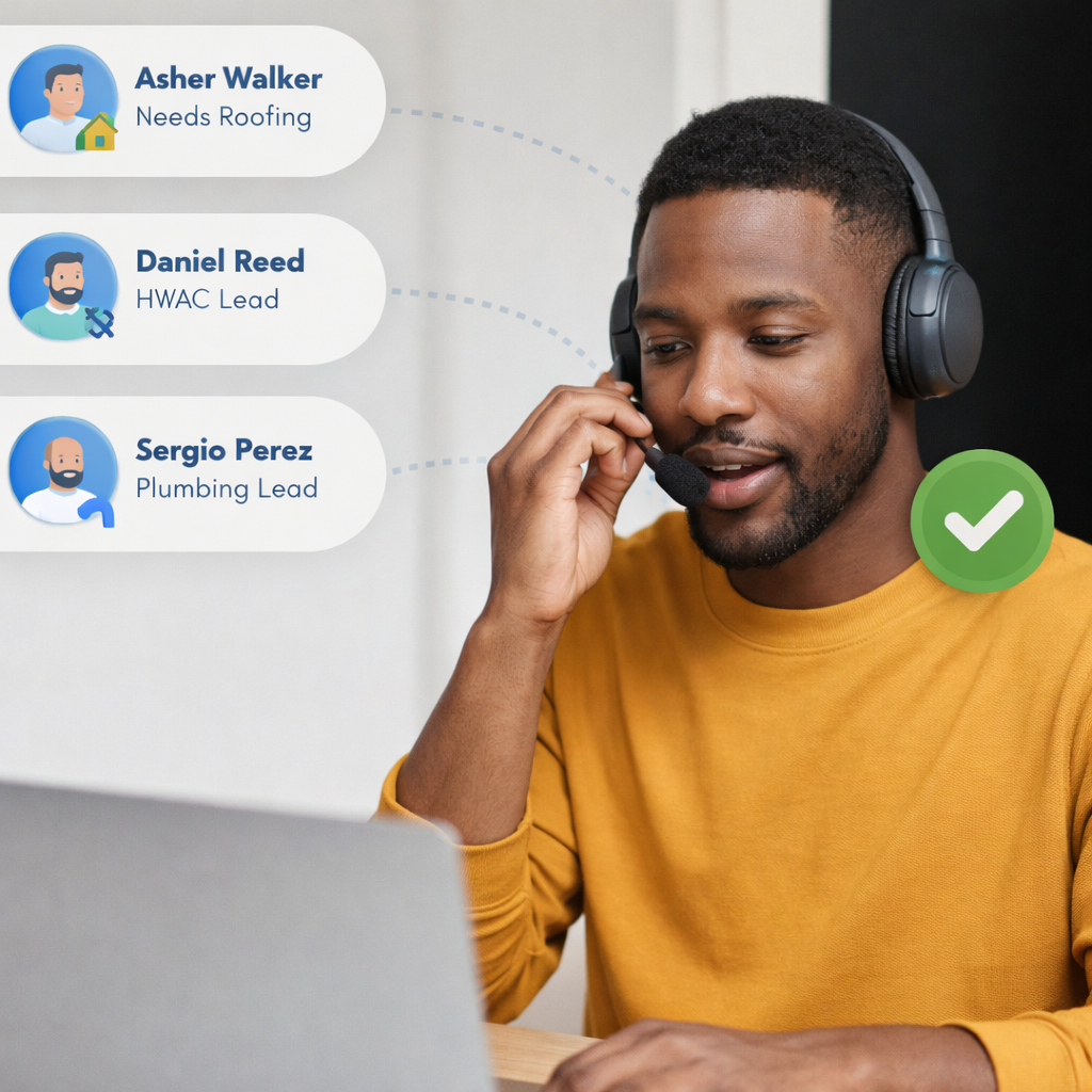 Home service business professional receiving exclusive live calls