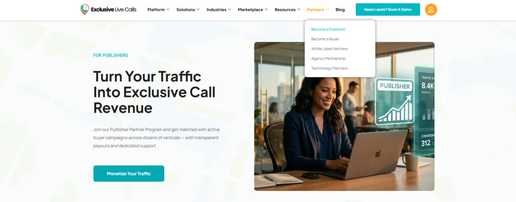 Exclusive Live Calls page to become a Pay Per Call publisher